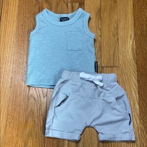 Little Bipsy Set - Blue Tank Top and Gray Shorts Set